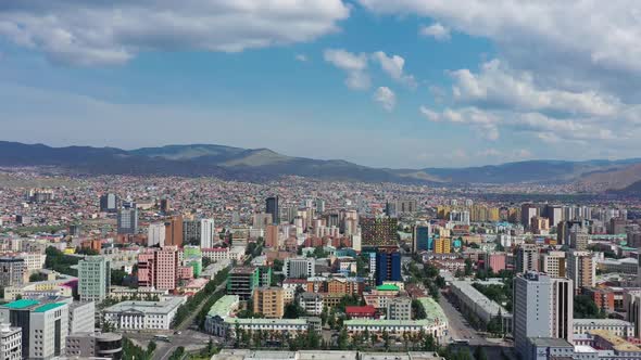 Aerial View of Ulaanbaatar City Center Mongolia