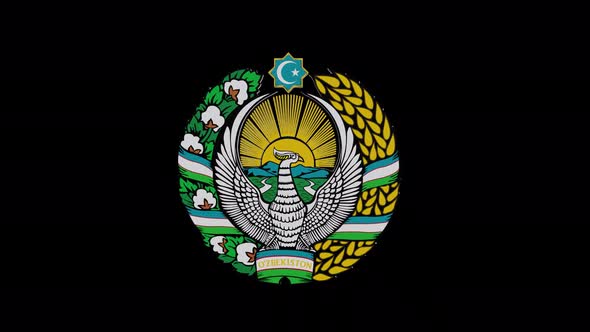 Coat Of Arms Of  Uzbekistan With Alpha Channel  - 4K