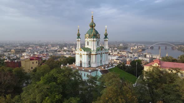 St. Andrew's Church in Kyiv. Ukrane. Slow Motion, Kiev