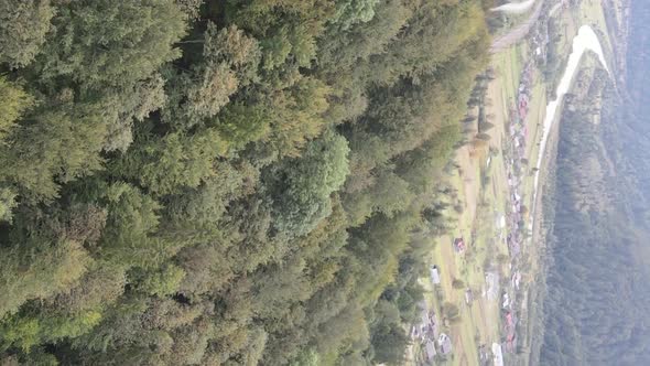 Vertical Video Village in the Carpathian Mountains in Autumn