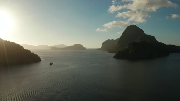 The Beautiful Bay at Sunset. Aerial View. alt