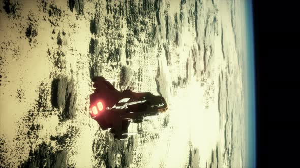 Big Spaceship on the Earth Orbit. Elements Furnished By Nasa alt