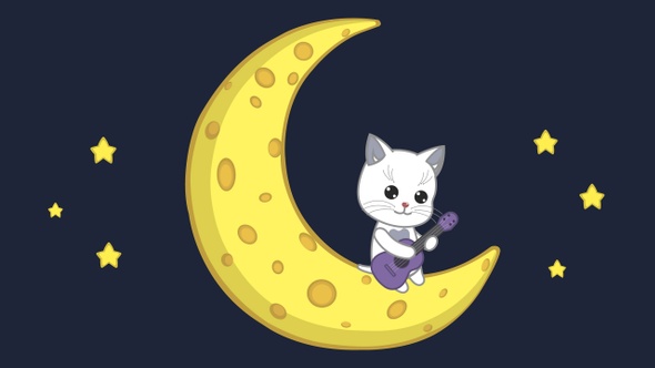 Cat Plays Guitar On The Moon