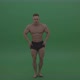 Sportsman Showing Front Double Biceps And Thigh Muscles Bodybuilding Positions On Gren Screen  - VideoHive Item for Sale