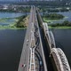Traffic on the Darnytsky Bridge Over the River Dnipro in Kyiv - Aerial FHD Shot - VideoHive Item for Sale