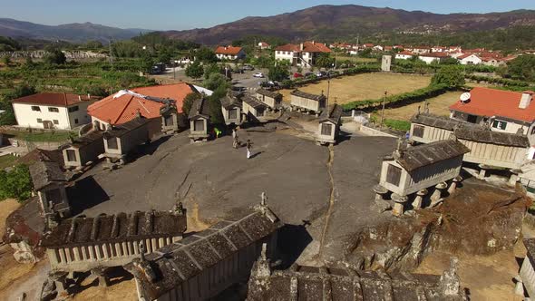 Tourists Visiting Graniers of Soajo, Portugal