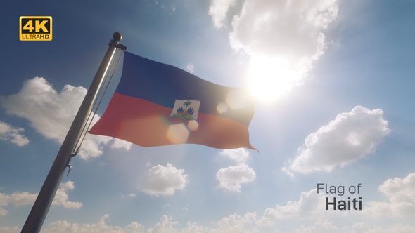 Haiti Flag on a Flagpole V2 - 4K