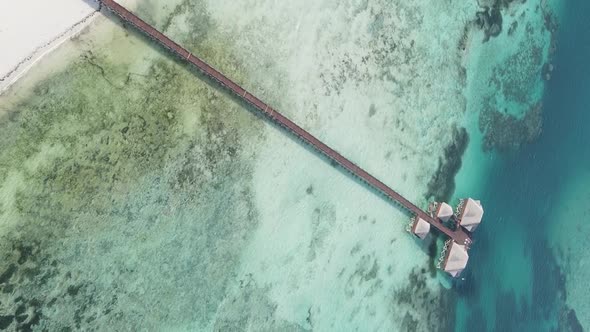 Zanzibar Tanzania  Vertical Video House on Stilts in the Ocean on the Coast Slow Motion