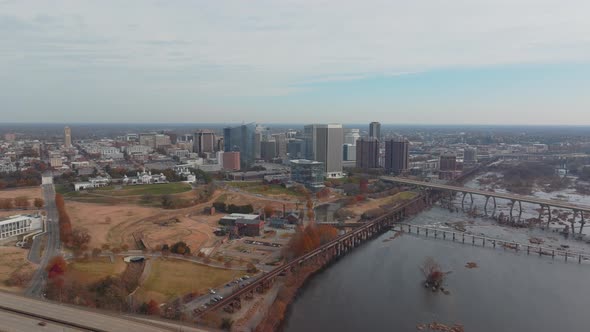 Downtown Richmond and its waterfront along James River