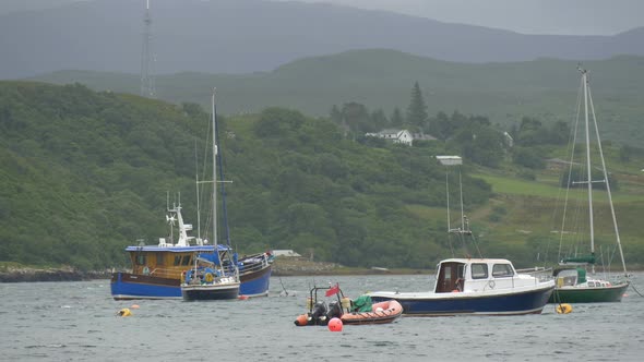 Anchored boats on a cloudy day