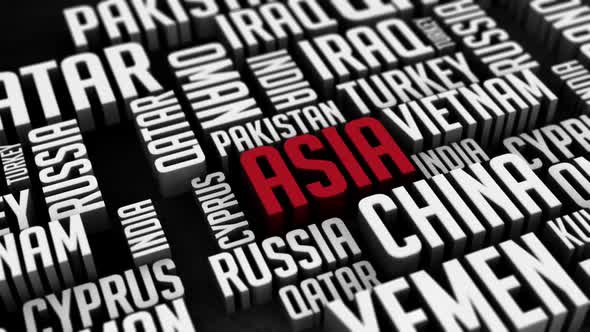 3D Word Cloud Of Asia Countries