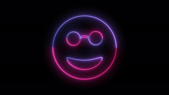 Neon Glowing Smile With Glasses