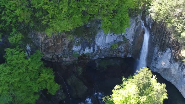 Aerial video of the two Barglistuber Waterfalls in Switzerland.