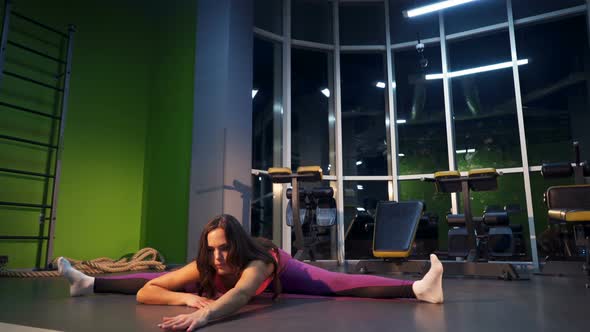 Young Sporty Woman Stretching at Gym