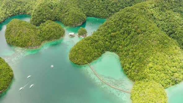 Aerial View of Sugba Lagoon, Siargao,Philippines.