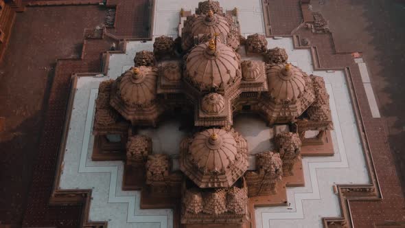 Delhi, India, the "Akshardham" temple aerial 4k drone footage