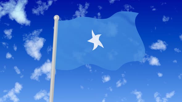 Somalia Flying Flag Wave In The Sky With Clouds