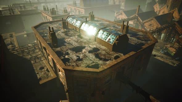 Abandoned Old Building with Rusty Iron Constructions alt