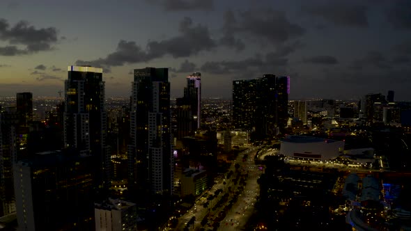 Downtown Miami Night Footage 4k