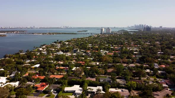 View Of Miami Water Bay And Bridges Near Downtown