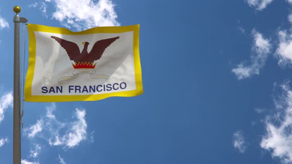 San Francisco City Flag California (Usa) On Flagpole