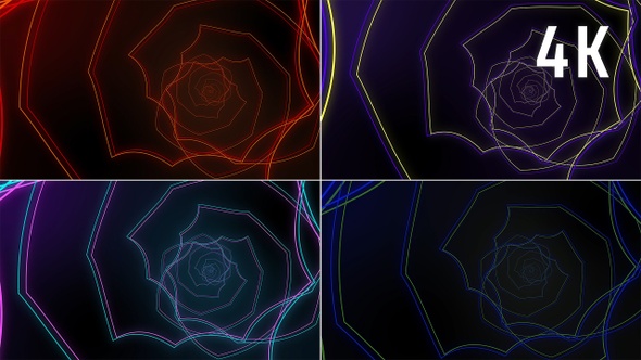 Neon Multicolor Spiral Loop Tunnel Pack 4K