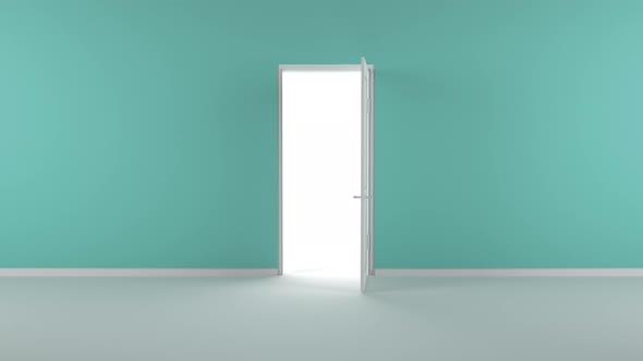 green Door opens and a bright light flooding a dark room