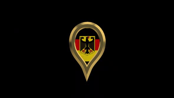 Germany Flag 3D Rotating Location Gold Pin Icon
