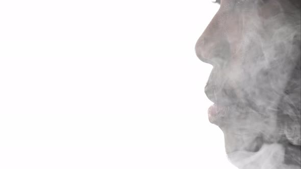 Air Pollution Ecology Problem Man Inhaling Smoke