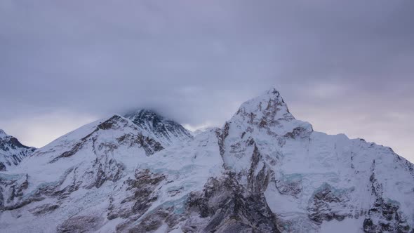 Everest and Nuptse Mountains. Himalaya, Nepal