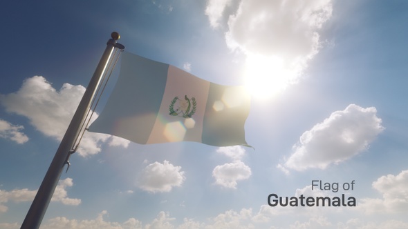 Guatemala Flag on a Flagpole V2