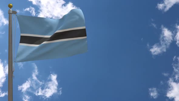 Botswana Flag On Flagpole