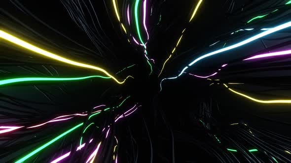 Flight in abstract sci-fi tunnel seamless loop. Futuristic motion graphics