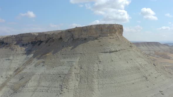 Aerial view of barren land and cliffs