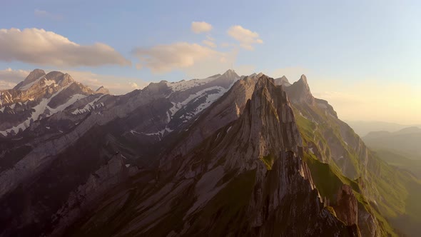 This is some drone footage of Schaefler mountain in switzerland. It was captured at sunset. Breathta