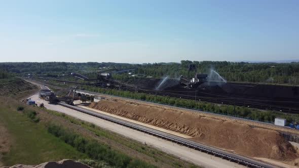 Large bucket wheel excavators in Hambach opencast lignite mine near Düren