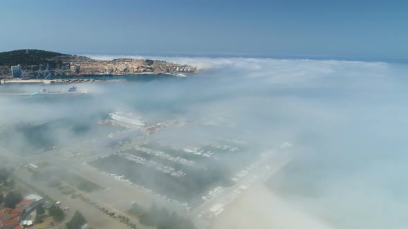 Aerial View of the City of Bar Under a Low Cloud