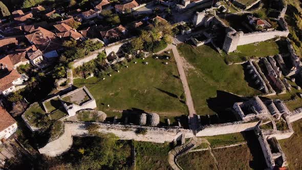 Aerial View of the Old Fortress in Mountains