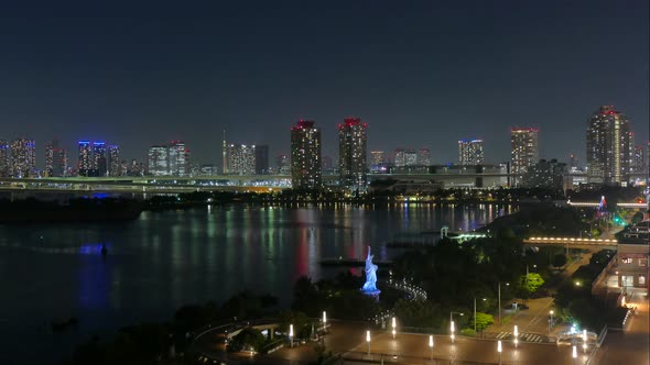 Beautiful Rainbow bridge in Tokyo city in Japan