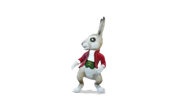 Rabbit Dancing A Salsa Dance on White Background alt