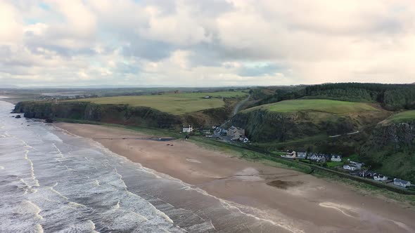 Aerial View of Downhill Strand at the Mussenden Templein County Londonderry in Northern Ireland