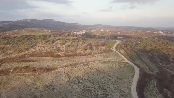 Aerial view of a hill in Arraba Palestine Middle East