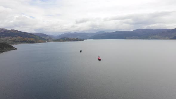 Aerial view of nautical vessel in Scotland