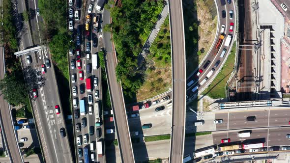 Top view of traffic in Hong Kong