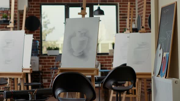 No People in Artistic Workshop Used to Teach Drawing Skills