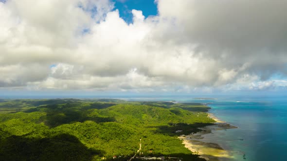 Seascape Island and Sky with Clouds Time Lapse Siargao Philippines