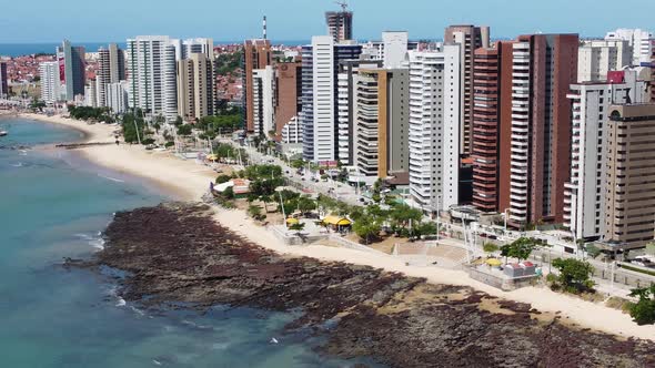 Tropical beach scenery of Fortaleza. Northeast Brazil. Ceara state.