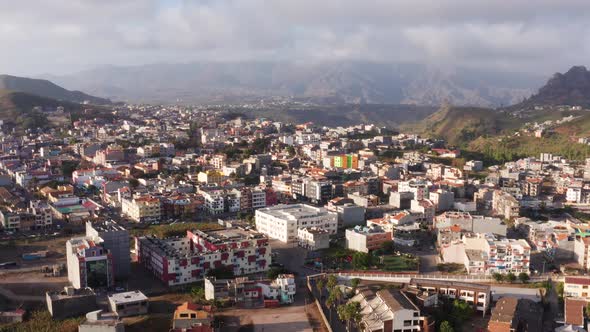 Aerial view of Assomada city in Santa Catarina district of Santiago Island in Cape verde