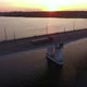 Aerial Shot of a Stretched Bridge Over the Dnipro at Impressionist Sunset in Summer - VideoHive Item for Sale