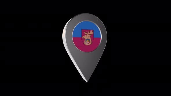 3d Animation Map Navigation Pointer With Flag Of  Jelgava (Latvia) With Alpha Channel - 4K